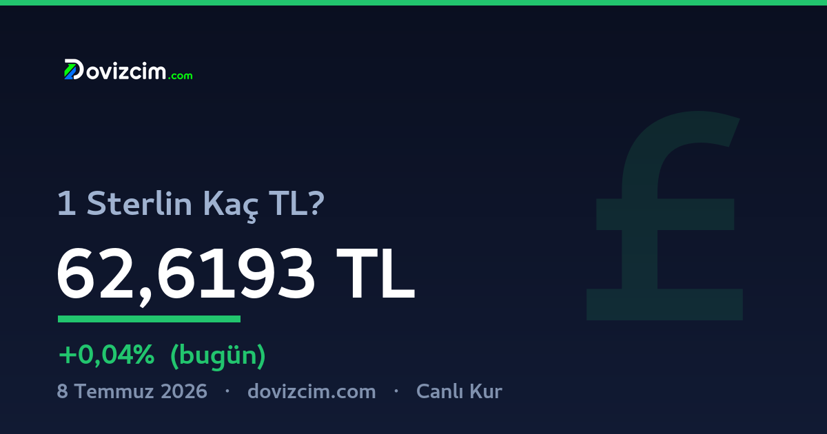 Sterlin kaç TL — bugün 8 Temmuz 2026 güncel GBP/TRY kuru | Dövizcim